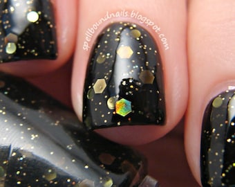 Black jelly Halloween indie nail polish | Spellbound Nails Superstitious