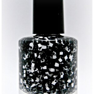 Checkmate Alice in Wonderland Chessboard Custom Black White Square Glitter Nail Polish image 4