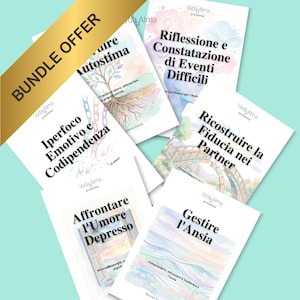 Può includere: Una collezione di sei libri di Vyda Alma con titoli come Riflessione e Constatazione di Eventi Difficili, Iperfoco Emotivo e Codipendenza, Ricostruire la Fiducia nei Partner, Affrontare l'Umore Depresso e Gestire l'Ansia.