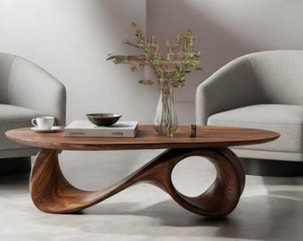 Mesa de centro escultural de madera – Muebles minimalistas orgánicos hechos a mano para la sala de estar