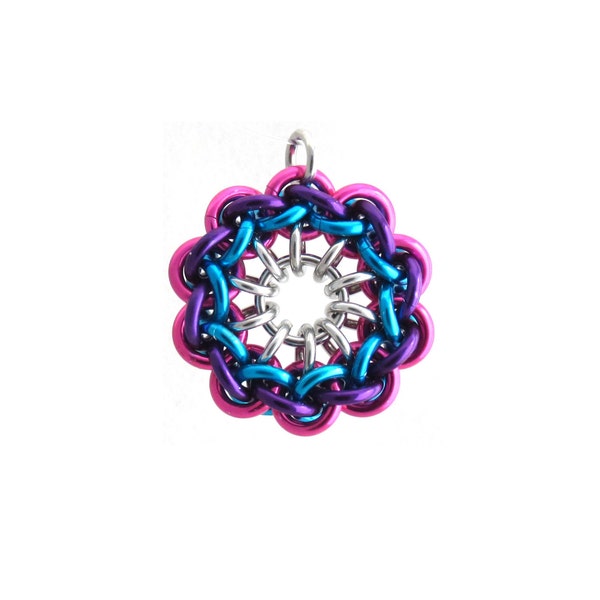 Chain Maille Pendant, Multicolor Pendant, Jump Ring Jewelry, Jens Pind Pendant, Chain Mail Jewelry