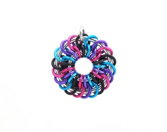 Chain Maille Pendant, Multicolor Pendant, Jump Ring Jewelry, Handmade Jewelry