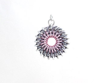 Sunburst Chainmaille Pendant, Pastel Jewelry, Multicolor Jump Ring Jewelry