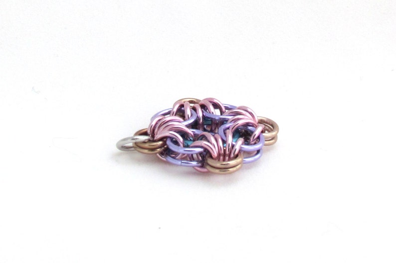 Diamond Shaped Pendant Chain Maille Pendant Jump Ring Jewelry Pastel Jewelry Multicolor Pendant