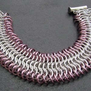 Cuff Bracelet, Chain Maille Bracelet, Light Pink Bracelet, Chain Bracelet, PInk Jewelry, Jump Ring Jewelry image 4