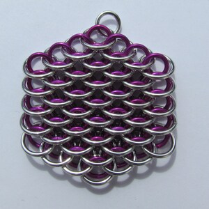 Chain Maille Pendant, Violet Pendant, Purple Necklace, Dragonscale Pendant, Jump Ring Jewelry image 5