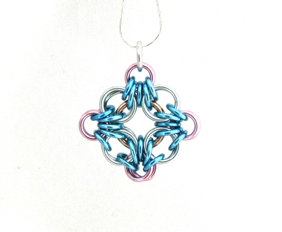 Chain Maille Pendant Pastel Jewelry Multicolor Pastel Etsy