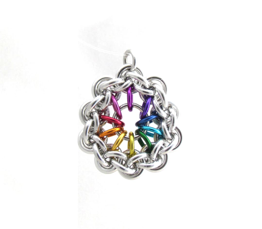 Rainbow Pendant Chain Maille Jewelry Jump Ring Jewelry Jens Etsy