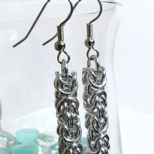 Chainmaille Earrings, Aluminum Earrings, Byzantine Earrings, Jump Ring Jewelry image 1