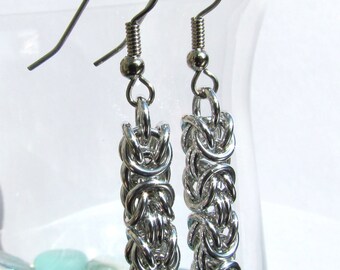 Chainmaille Earrings, Aluminum Earrings, Byzantine Earrings, Jump Ring Jewelry