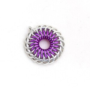 Violet Pendant, Chainmaille Jewelry, Spiral Aluminum Jump Ring Pendant