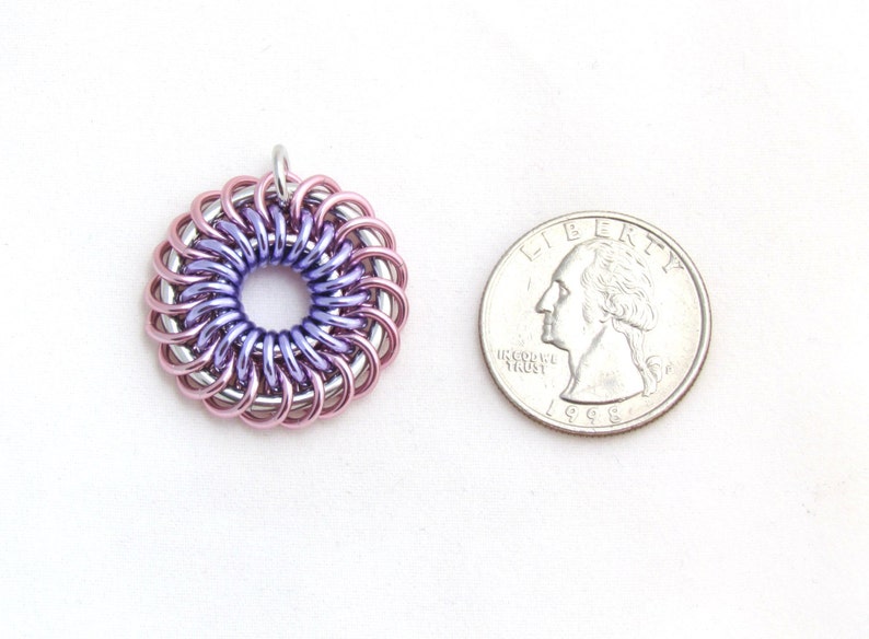 Chain Maille Pendant, Pastel Jewelry, Jump Ring Jewelry, Aluminum Pendant, Pastel Pendant image 5