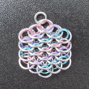 Chain Mail Pendant, Multicolor Jewelry, Dragonscale Pendant, Pastel Pendant, Multicolor Pendant image 3