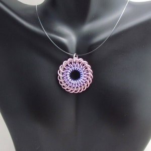 Chain Maille Pendant, Pastel Jewelry, Jump Ring Jewelry, Aluminum Pendant, Pastel Pendant image 2