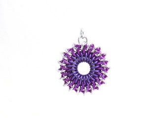 Sunburst Pendant, Chain Maille Pendant, Handmade Jewelry, Purple Jewelry