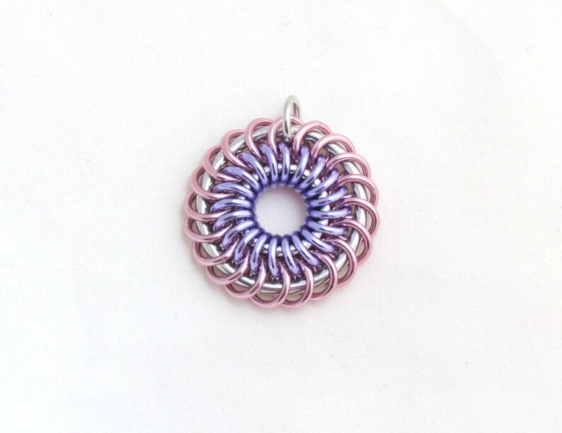 Chain Maille Pendant, Pastel Jewelry, Jump Ring Jewelry, Aluminum Pendant, Pastel Pendant image 3