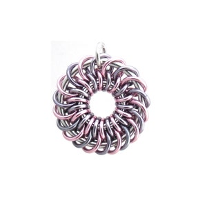 Spiral Pendant, Jump Ring Jewelry, Chain Maille Pendant, Pastel Jewelry, Round Pendant, Multicolor Pendant