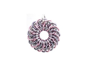 Spiral Pendant, Jump Ring Jewelry, Chain Maille Pendant, Pastel Jewelry, Round Pendant, Multicolor Pendant