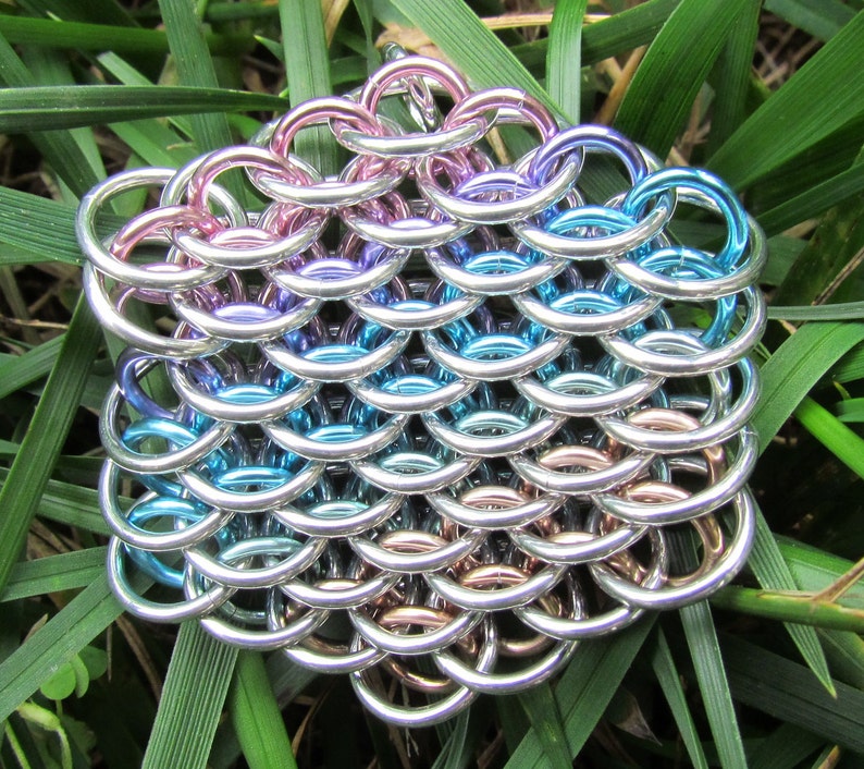 Chain Maille Pendant, Multicolor Pendant, Rainbow Pendant, Pastel Pendant, Rainbow Jewelry image 3