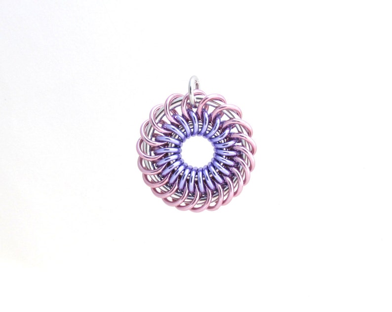 Chain Maille Pendant, Pastel Jewelry, Jump Ring Jewelry, Aluminum Pendant, Pastel Pendant image 1