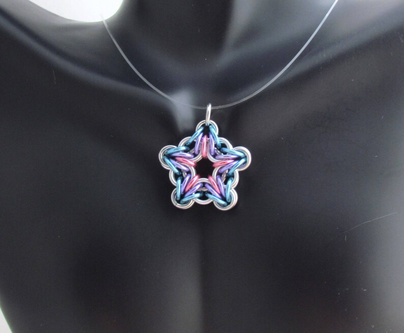 Star Pendant Chain Mail Pendant Pastel Jewelry Star Jewelry Etsy