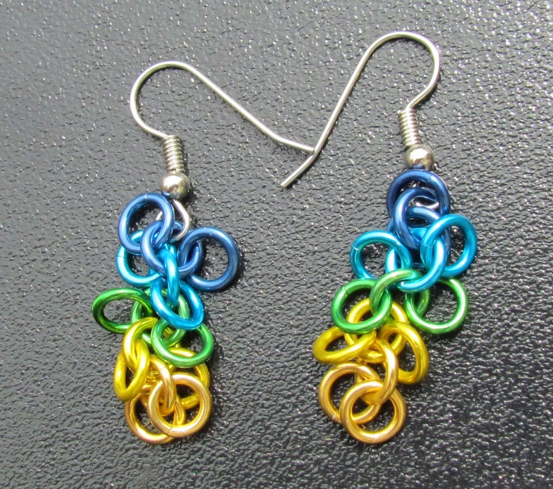 Chain Maille Earrings Multicolor Earrings Shaggy Loops image 5