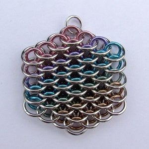 Chain Maille Pendant, Multicolor Pendant, Rainbow Pendant, Pastel Pendant, Rainbow Jewelry image 1