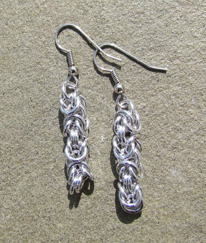 Chainmaille Earrings, Aluminum Earrings, Byzantine Earrings, Jump Ring Jewelry image 3