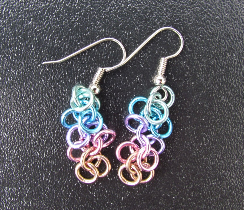 Chainmaille Earrings Pastel Earrings Multicolor Earrings image 4