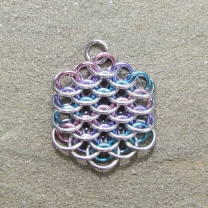 Chain Mail Pendant, Multicolor Jewelry, Dragonscale Pendant, Pastel Pendant, Multicolor Pendant image 2