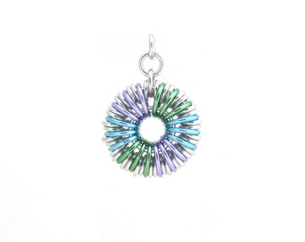 Chainmaille Pendant, Pastel Jewelry, Aluminum Jump Rings, Multicolor Chainmaille Jewelry