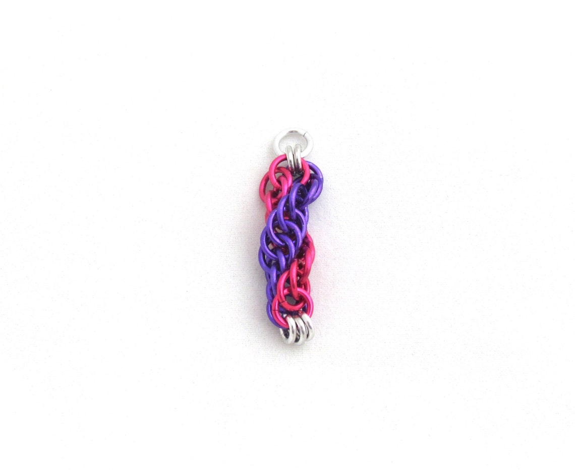 DNA Pendant, Chain Maille Pendant, Pink and Purple Jewelry, Science ...