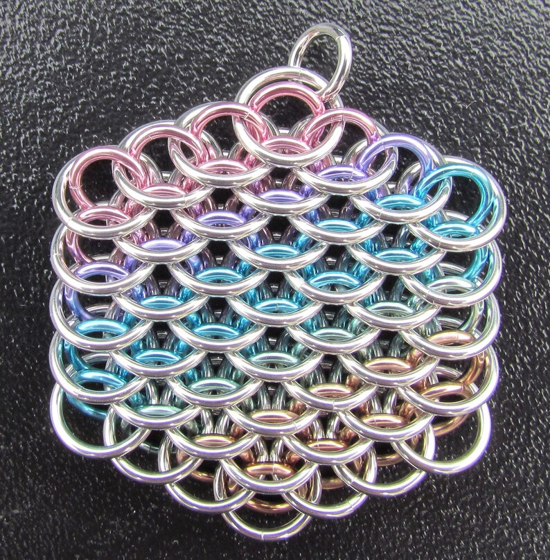 Chain Maille Pendant, Multicolor Pendant, Rainbow Pendant, Pastel Pendant, Rainbow Jewelry image 2