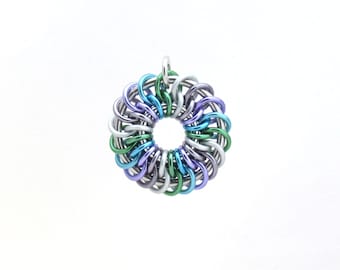 Chain Maille Pendant, Pastel Pendant, Multicolor Jewelry, Jump Ring Jewelry, Aluminum Jewelry