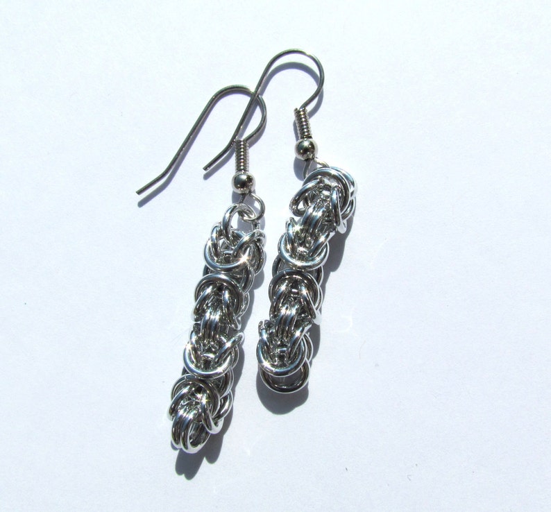 Chainmaille Earrings, Aluminum Earrings, Byzantine Earrings, Jump Ring Jewelry image 2