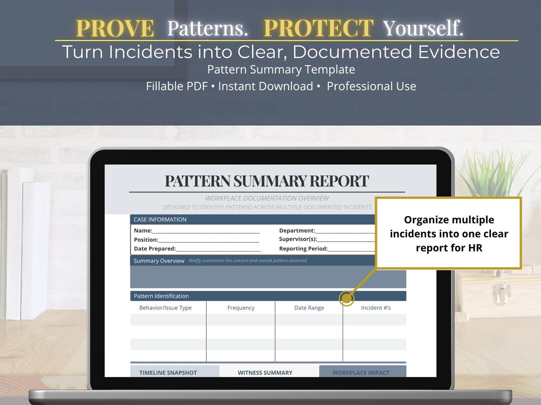 Workplace Pattern Tracker Template | Incident Summary Report | HR ...
