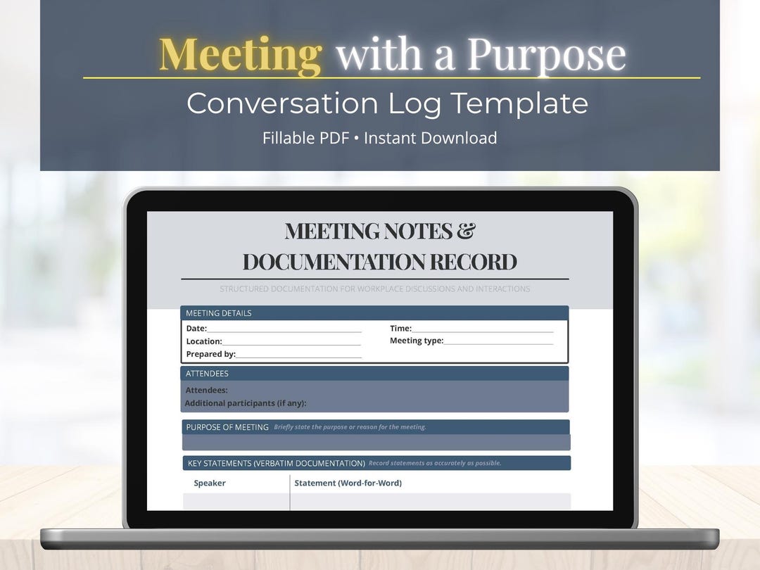 Conversation Log Example Workplace Conversation Log Template | Meeting Notes | Employee ...