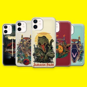 Capa para celular Jurassic Park com estampa de dinossauro T-Rex para iPhone 17, 16, 15, 14, 13, Samsung S25 Ultra, S24, S23 FE, A54, A34, A15, A14, Pixel 9 Pro, 8 A e 7.