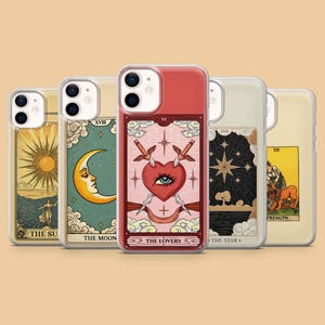 Capa de celular com estampa de tarô, estilo místico e espiritual, para iPhone 17, 16, 15, 14, 13, Samsung S25 Ultra, S24, S23 FE, A54, A34, A15, A14, Pixel 9 Pro, 8 A e 7.