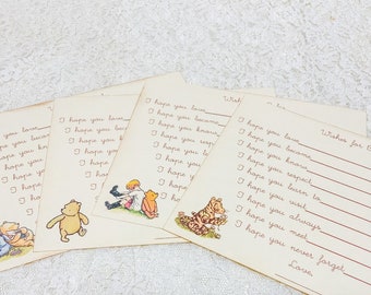 Classic Pooh wish cards- Winnie the Pooh, Tigger, Tigger, Piglet- baby shower games- Pooh theme-fill in the blank game-set of 12
