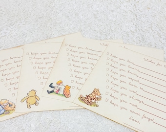 Classic Pooh wish cards- Winnie the Pooh, Tigger, Tigger, Piglet- baby shower games- Pooh theme-fill in the blank game-set of 12
