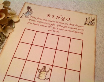 Peter Rabbit Bingo Cards Games-Peter Rabbit Baby Shower Fill in Blank Cards and Games