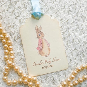 Flopsy Peter Rabbit Baby Shower Favors-Peter Rabbit tag-Personalized gift tagss-set of 12 image 1