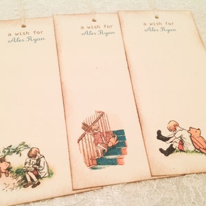 Personalized Classic Winnie the Pooh Wish Tags-Vintage Baby Shower, Birthday, Vintage Inspired Favors-Set of 12