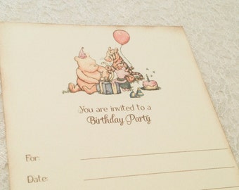 Classic Pooh Birthday Invitations, Winnie the Pooh Invites-Blank Birthday Invitations-Set of 10