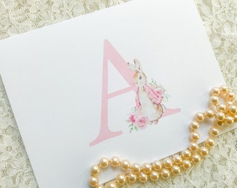 Peter Rabbit Thank You Note Cards-Girl Baby Shower Thank You Notes-Flopsy cards-Set of 10