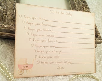 Pink Baby Carriage Wishes For Baby-Dear Baby Pink Gold Crown-Diva Princess Baby Shower-Set of 12