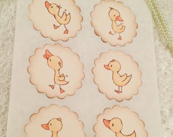 Yellow Duck Stickers-Duck Baby Shower Birthday Favors-Yellow Ducklings Farm Animals Party Favors-Set of 12