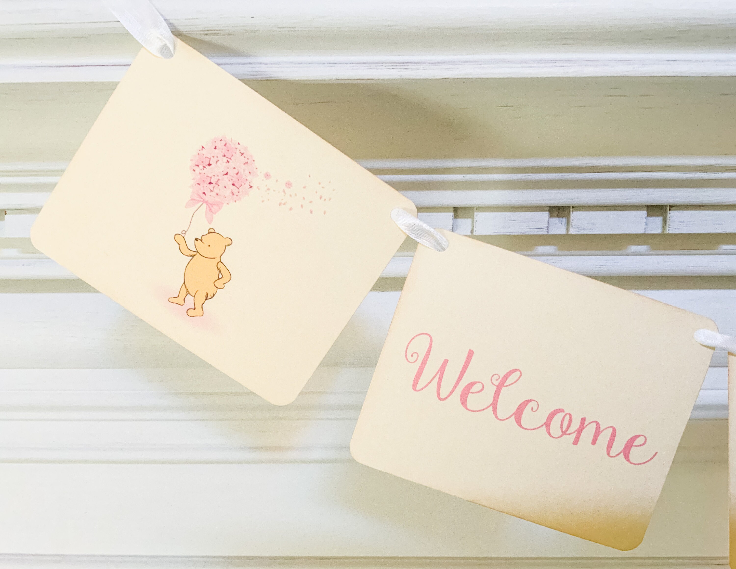 Winnie the Pooh Baby Shower Birthday BannerWelcome Little One Pooh Banner Garland Bunting