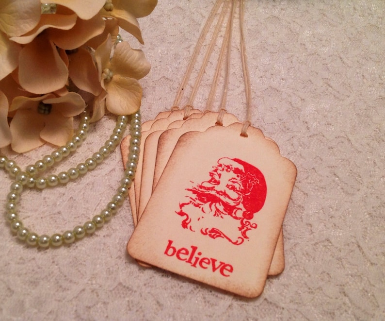 Santa Claus Christmas and Seasonal Gift and Favor Tags-Vintage Style Santa Tag-Set of 12